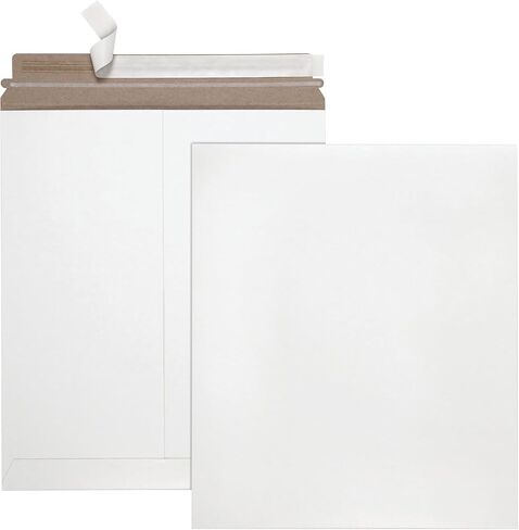 Quality Park Photo Document Mailers, Redi-Strip Self Seal Closure, Rigid Stay Flat Mailer, White Recycled Fiberboard, 6" x 8", 100 per Box in Saudi Arabia