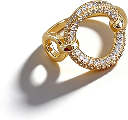 Adjustable Rings Chunky Statement Rings For Women Fashion Rings Yellow Gold Geometric Rhinestone in Kuwait