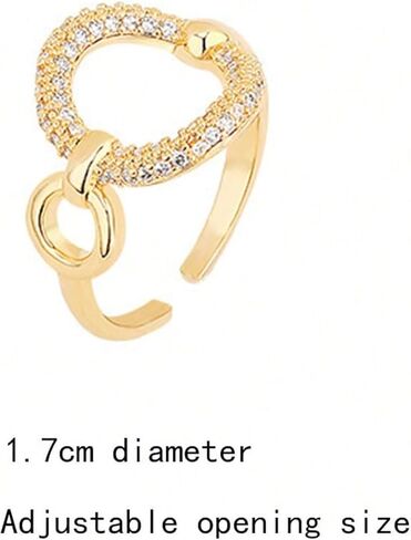 Adjustable Rings Chunky Statement Rings For Women Fashion Rings Yellow Gold Geometric Rhinestone in Kuwait