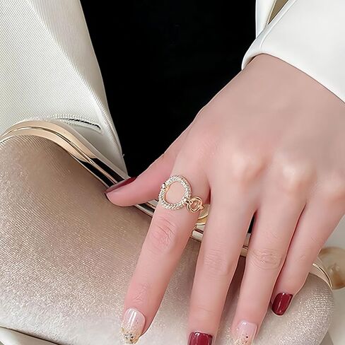 Adjustable Rings Chunky Statement Rings For Women Fashion Rings Yellow Gold Geometric Rhinestone in Kuwait