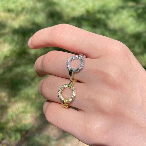 Adjustable Rings Chunky Statement Rings For Women Fashion Rings Yellow Gold Geometric Rhinestone in Kuwait