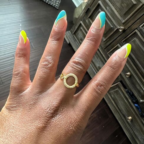 Adjustable Rings Chunky Statement Rings For Women Fashion Rings Yellow Gold Geometric Rhinestone in Kuwait