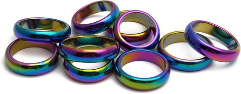 Morchic قوس قزح اللون الهيماتيت عادي الفرقة خواتم 10 قطعة ، 7.5 "الهيماتيت المغناطيسي 8 مللي متر الخرز سوار الترويج in Kuwait