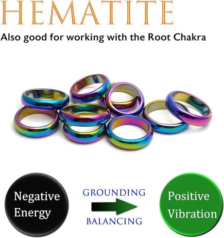 Morchic قوس قزح اللون الهيماتيت عادي الفرقة خواتم 10 قطعة ، 7.5 "الهيماتيت المغناطيسي 8 مللي متر الخرز سوار الترويج in Kuwait