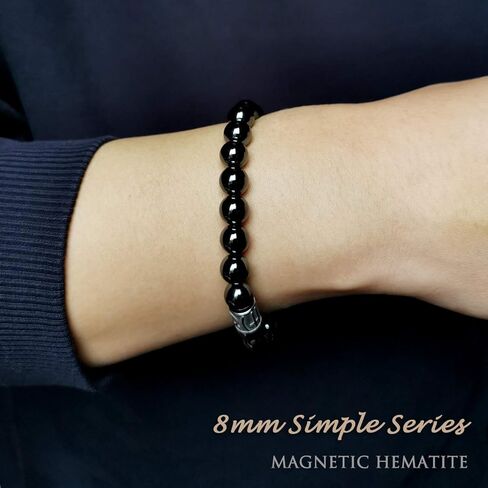 Morchic قوس قزح اللون الهيماتيت عادي الفرقة خواتم 10 قطعة ، 7.5 "الهيماتيت المغناطيسي 8 مللي متر الخرز سوار الترويج in Kuwait