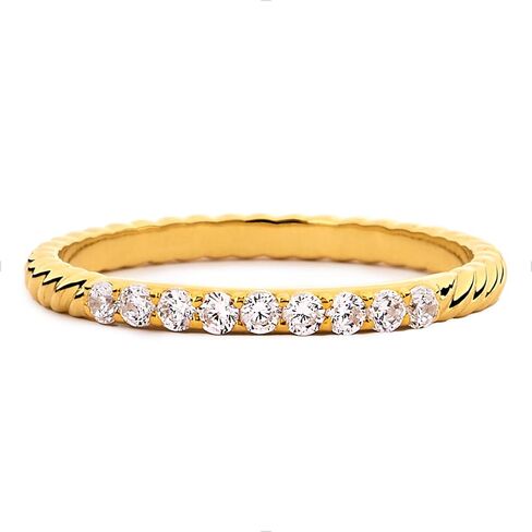 STORYJEWELLERY Gold Plated Band Ring for Women, Gold Plated Wedding Bands for Women, Stackable Index Finger Rings, Simple Twisted Ring, Gifts for Her in Saudi Arabia