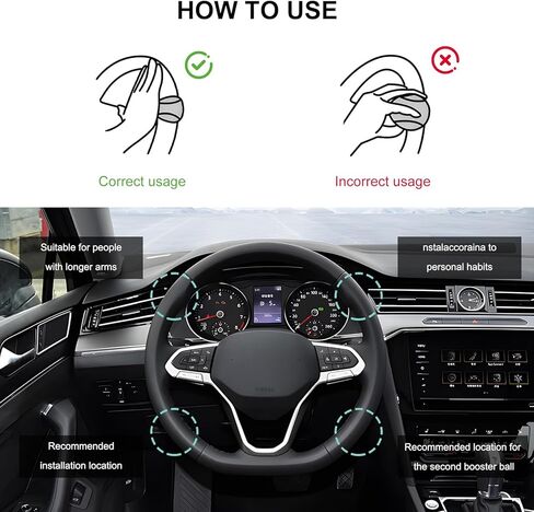 Sun Walker Steering Wheel Knob Spinner, 360-Degree Rotatable Steering Wheel Spinner Auxiliary Booster with Metal Bearing, Durable Driving Power Handle Knob Suitable for Car Truck Boat in Kuwait