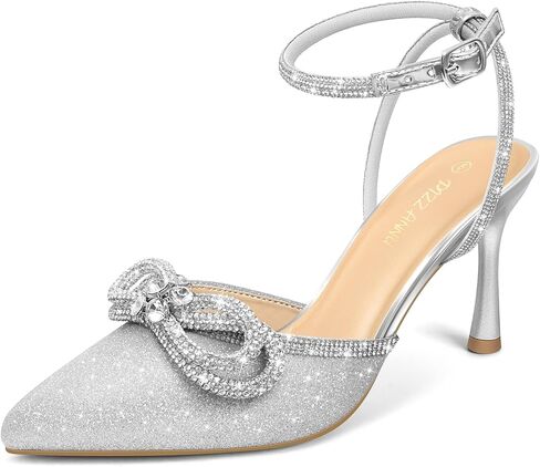 PIZZ ANNU Women's Cienna High Heels Sexy Stiletto Pumps Closed Toe Mesh Sparkly Rhinestones Ankle Strap Dress Wedding Party Pumps Shoes in Saudi Arabia