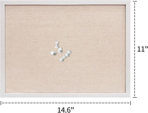 13.3"x17.7" inch Bulletin Board with Linen, White Wood Style Frame, with 10 Pushpins, Linen Cork Board, Ideal for School, Home & Office in Saudi Arabia
