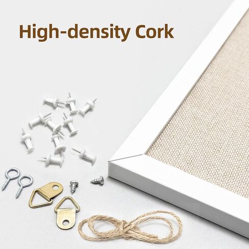13.3"x17.7" inch Bulletin Board with Linen, White Wood Style Frame, with 10 Pushpins, Linen Cork Board, Ideal for School, Home & Office in Saudi Arabia