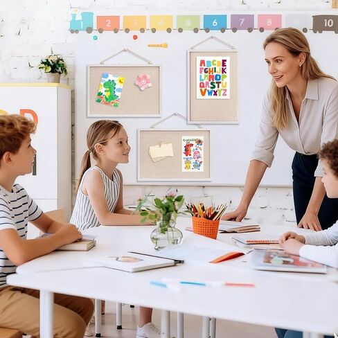 13.3"x17.7" inch Bulletin Board with Linen, White Wood Style Frame, with 10 Pushpins, Linen Cork Board, Ideal for School, Home & Office in Saudi Arabia