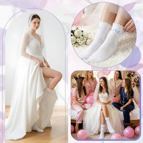 Bride Socks“Something Blue" | Cute Lace Ruffle Ankle Socks for Wedding, Bridal Shower, Bachelorette Party | Bride & Bridesmaid Gifts in Kuwait