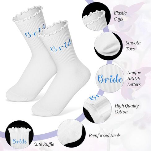 Bride Socks“Something Blue" | Cute Lace Ruffle Ankle Socks for Wedding, Bridal Shower, Bachelorette Party | Bride & Bridesmaid Gifts in Kuwait