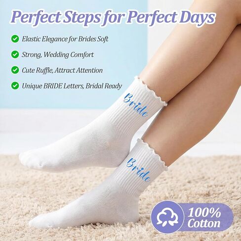 Bride Socks“Something Blue" | Cute Lace Ruffle Ankle Socks for Wedding, Bridal Shower, Bachelorette Party | Bride & Bridesmaid Gifts in Kuwait