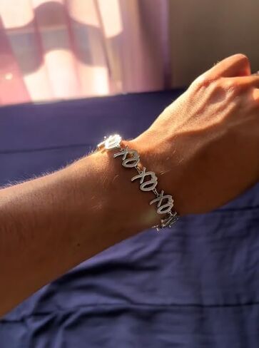 XO Stainless Steel Charm Bracelet, Silver Chain, Adjustable, Minimalist Style, Rapper Bracelet for Men and Women in Saudi Arabia