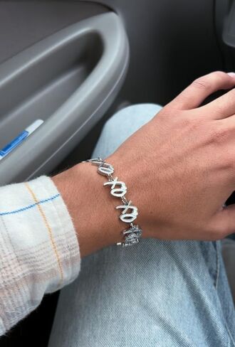 XO Stainless Steel Charm Bracelet, Silver Chain, Adjustable, Minimalist Style, Rapper Bracelet for Men and Women in Saudi Arabia