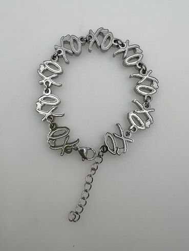 XO Stainless Steel Charm Bracelet, Silver Chain, Adjustable, Minimalist Style, Rapper Bracelet for Men and Women in Saudi Arabia