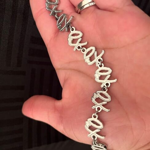 XO Stainless Steel Charm Bracelet, Silver Chain, Adjustable, Minimalist Style, Rapper Bracelet for Men and Women in Saudi Arabia