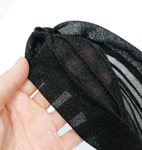 قطعتين من عمامة لامعة مطوية للنساء، قبعة قابلة للتمدد، قبعة صغيرة قابلة للتمدد، غطاء رأس مرن سهل الارتداء، إكسسوارات أغطية الرأس (أسود + أحمر) in Kuwait