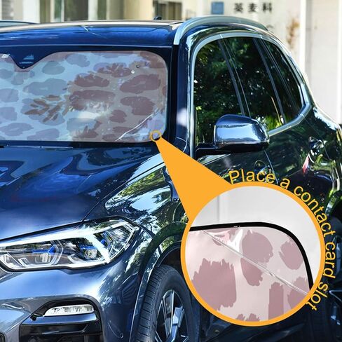 Pink Leopard Spot Car Sun Visor Abstract Front Windshield Sunshade Accordion Folding Auto Sunshade for Truck SUV - Keep Your Vehicle Cool - 55 x 28 Inch in Saudi Arabia