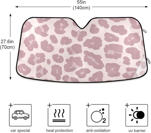 Pink Leopard Spot Car Sun Visor Abstract Front Windshield Sunshade Accordion Folding Auto Sunshade for Truck SUV - Keep Your Vehicle Cool - 55 x 28 Inch in Saudi Arabia