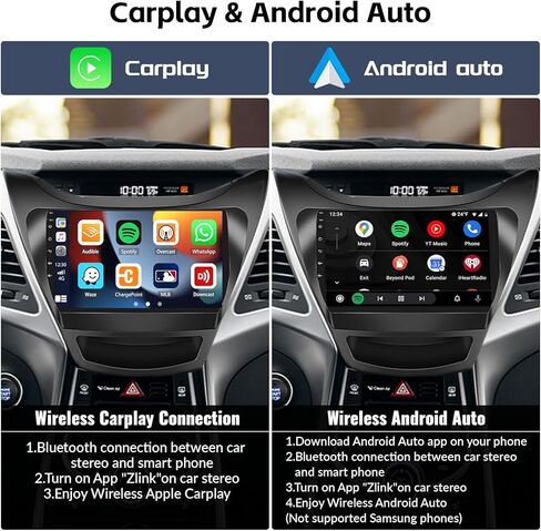 SIXWIN 2G+32G Android 13 Car Radio for Hyundai Elantra 2011 2012 2013 with Carplay Android Auto Mirror Link 26UI Bluetooth 9 inch Touchscreen with GPS Navigation WiFi EQ FM Backup Camera MIC in Kuwait