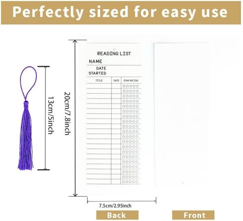 50 pcs White Reading List Bulk Bookmark with Colourful Tassels (25 Colors), Book Tracker and Reading Log Graduation Gifts, Supplies for Book Lovers (White) in Saudi Arabia