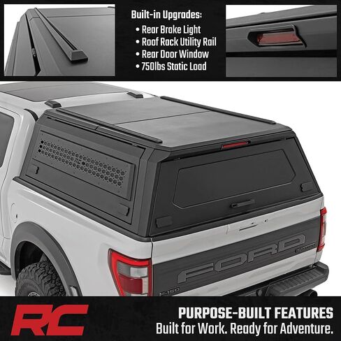 Rough Country Truck Bed Cap Topper for Ford F-150 (2021-2026) 5'7 Bed - Modular Design, Locking Gullwing Access Doors, Molle Panels, LED Interior Lighting in Kuwait