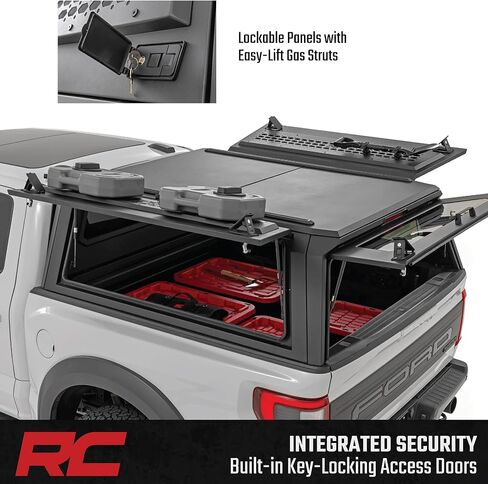 Rough Country Truck Bed Cap Topper for Ford F-150 (2021-2026) 5'7 Bed - Modular Design, Locking Gullwing Access Doors, Molle Panels, LED Interior Lighting in Kuwait