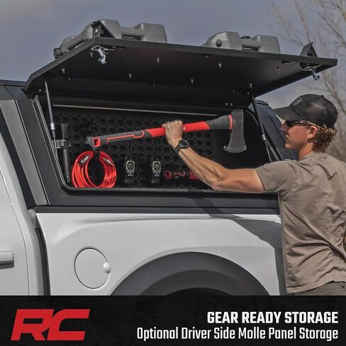 Rough Country Truck Bed Cap Topper for Ford F-150 (2021-2026) 5'7 Bed - Modular Design, Locking Gullwing Access Doors, Molle Panels, LED Interior Lighting in Kuwait
