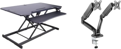 Electric Desk Riser 46" - Adjustable Sit Stand Workstation with Monitor Mount & USB Riser Premium Dual Mount in Kuwait