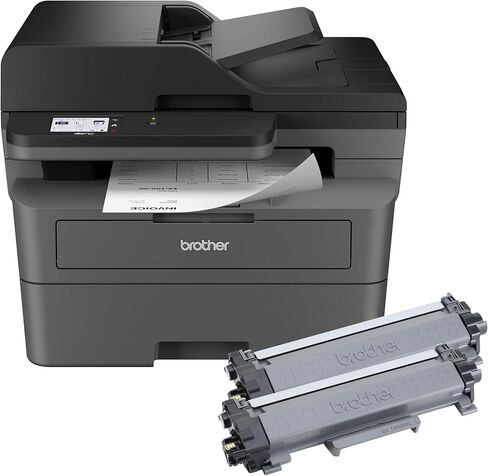 طابعة Brother MFCL2820DW وحبر TN830XL ​​أسود عالي الإنتاجية مكون من عبوتين in Kuwait