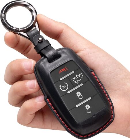 for Ram Key Fob Cover Full Protection Leather Remote Case Keychain Compatible for Dodge Ram 1500 2500 3500 -Black in Saudi Arabia