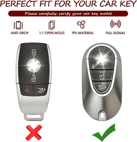 Compatible with Mercedes Benz Key Fob Cover Fits 2021 2022 2023 2024 2025 E/C/S-Class EQE/EQS/GLC/Maybach 300/350/400/450/500/560/600/680/63/53 Accessories TPU Case in Saudi Arabia