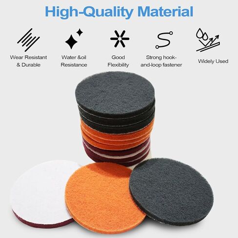 21 Pack 5 Inch Hoop and Loop Multipurpose Scrubber Scouring Pads, Multipurpose Scouring Pads Kit for Car Scuff Removal, Furniture Rust Cleaning, Automotive Polishing in Saudi Arabia