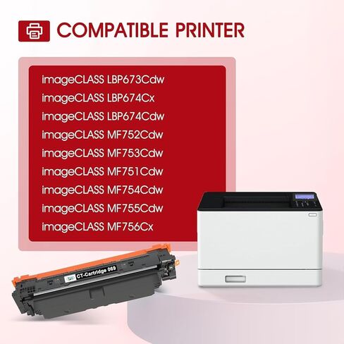مجموعة خرطوشة حبر 069 069H MF753Cdw متوافقة مع Canon 069 لطابعة Canon imageCLASS MF750C LBP674C MF 753Cdw MF751Cdw MF752Cdw LBP674Cdw LBP674Cx LBP673Cdw سلسلة طابعات (B/C/Y/M، 4 عبوات) in Kuwait