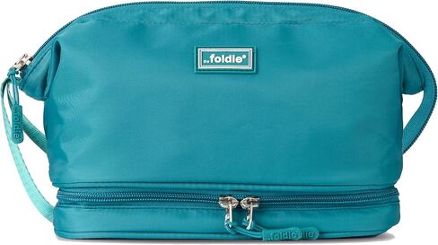 حقيبة أدوات الزينة للسفر من ذا فولدي للنساء والرجال - حقيبة مكياج للسفر مقاومة للماء مع مقصورات - حقيبة حقيبة مستحضرات التجميل واسعة الفتح - حقيبة سفر سهلة التنظيف لمستلزمات الزينة وفرش المكياج - أزرق مخضر in Kuwait