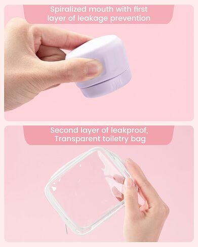 Travel Containers for Toiletries, TSA Approved Travel Size Toiletries 4 Pack, Refillable Containers, With Clear Bag, Leak Proof Silicone Jars, Essentials Creams Jars Carrying Small Items in Saudi Arabia