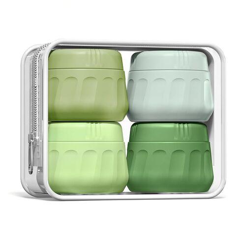 Travel Containers for Toiletries, TSA Approved Travel Size Toiletries 4 Pack, Refillable Containers, With Clear Bag, Leak Proof Silicone Jars, Essentials Creams Jars Carrying Small Items in Saudi Arabia