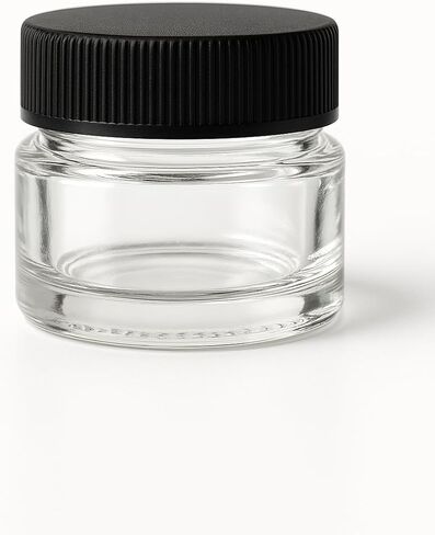 100 Pack 5ml Jar Screw Lid Black - Small Glass Cosmetic Packaging Container for Cream, Wax, and Balms in Saudi Arabia