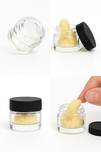 100 Pack 5ml Jar Screw Lid Black - Small Glass Cosmetic Packaging Container for Cream, Wax, and Balms in Saudi Arabia