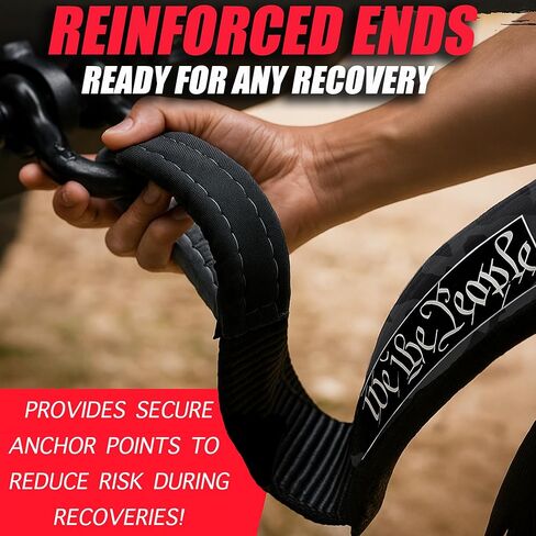 حزام سحب عالي التحمل مقاس 3 بوصات × 20 بوصة - حزام استعادة قوة الكسر يصل إلى 30,000 رطل للشاحنات وسيارات الدفع الرباعي وسيارات الجيب والاستخدام على الطرق الوعرة | حلقات معززة، وغطاء للتآكل وحقيبة حمل متضمنة. in Kuwait