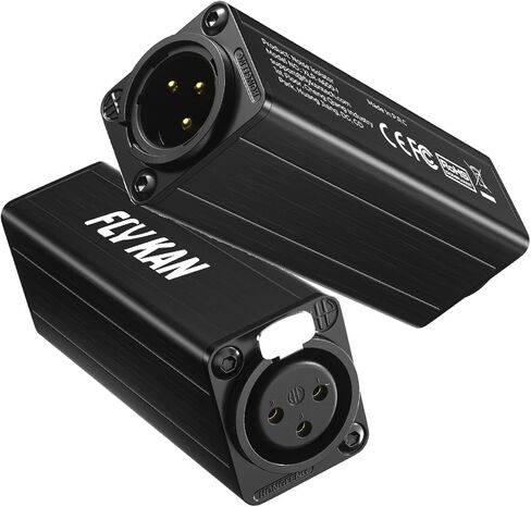 Professional XLR Audio Noise Isolator, Audio Ground Loop Noise Eliminator - Eliminates hum Noise - Single Channel, Passive, M/F, Metal housing in Saudi Arabia