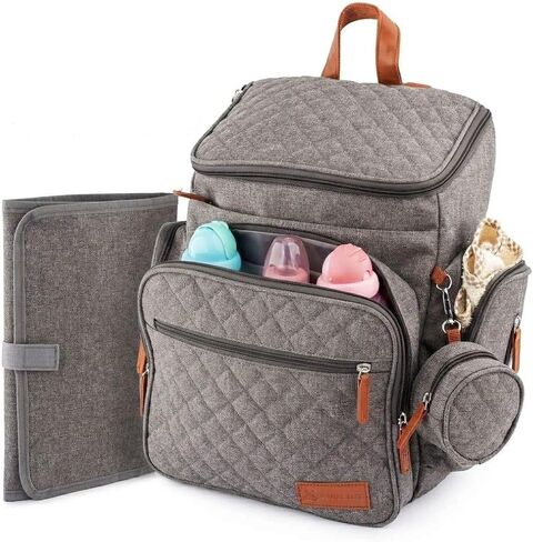 Large Baby Backpack Diaper Bag – Modern Baby Diaper Bag with 15 Pockets to Store New Born Baby Essentials Must Haves (Army Green) in Saudi Arabia