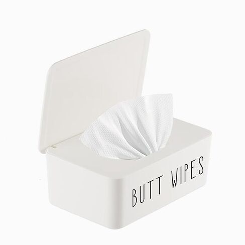 Butt Wipe Holder Flushable Wipes Dispenser Baby Wipe Container for Nursery Diaper Wipe Storage Box Easy to Access,7.28"L x 4.80"W x 2.75"H (Black) in Kuwait