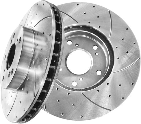 PM Auto Front 282mm Drilled Slotted Disc Brake Rotors Replacement For 2002-2004 Honda CR-V, Automotive Replacement Brake Rotors in Saudi Arabia