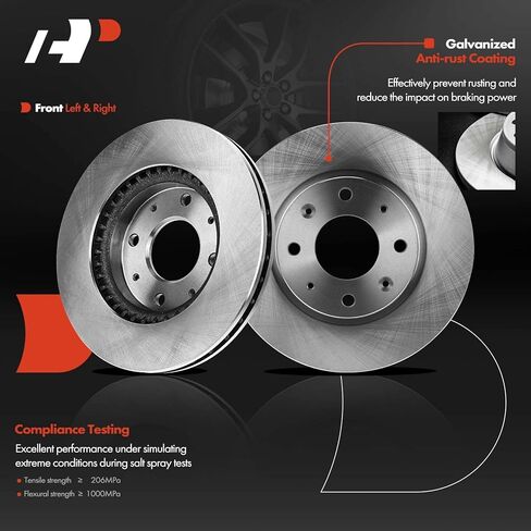 A-Premium Front Vented & Rear Solid Disc Brake Rotors + Ceramic Pads Kit Compatible with Select Kia Models - Spectra 2004-2009, Spectra5 2005-2009, 12-PC Set in Saudi Arabia