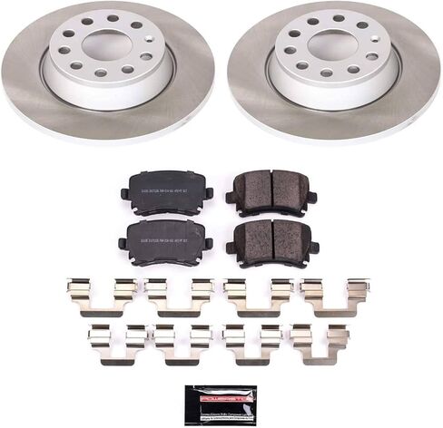 PowerStop Rear Brake Kit For Volkswagen Eos 2007-09 |Passat 2010 |Tiguan 2011-17 |Tiguan Limited 2017-18 - Ceramic Brake Pads + Semi Coated Rotors Replacement, SC5662 in Saudi Arabia