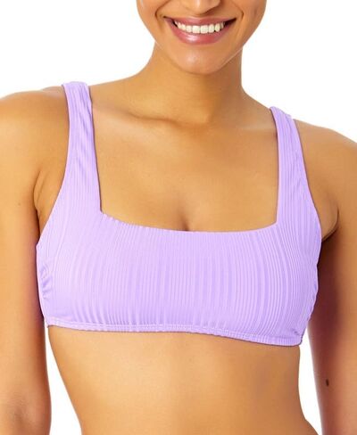 Women's Juniors' Ribbed Square-Neck Bikini Top (Purple, X-Large) in Kuwait