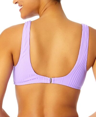 Women's Juniors' Ribbed Square-Neck Bikini Top (Purple, X-Large) in Kuwait